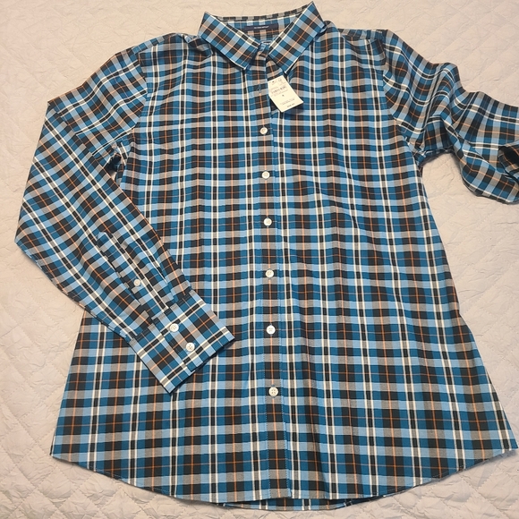 Lands' End Tops - NWT Land's End Women Dress Office Work Trendy Non-iron Cotton Plaid Shirt Size 6
